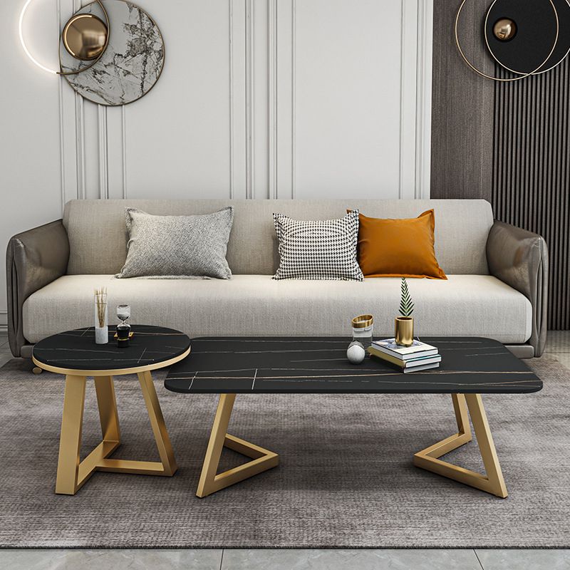 Luxurious Rectangular Slate Top Coffee Cocktail Table - 17.7" H