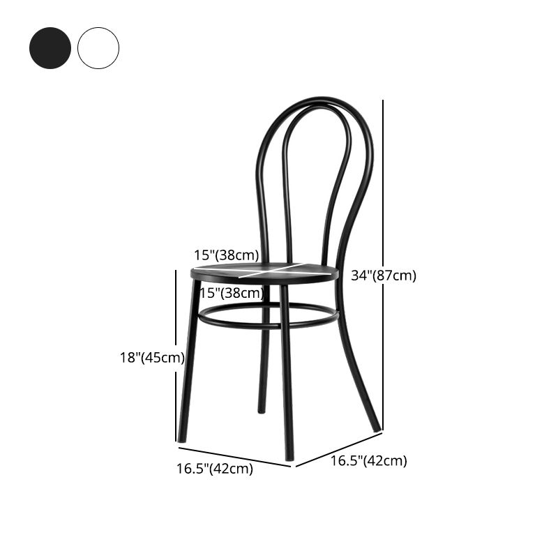 Metal Dining Chairs Industrial Windsor Back Armless Chairs for Bar