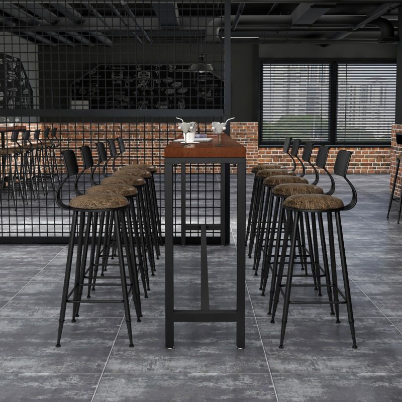 Industrial Bar Table Set 1/6/11 Pieces Solid Wood Counter Table with Upholstered Stools