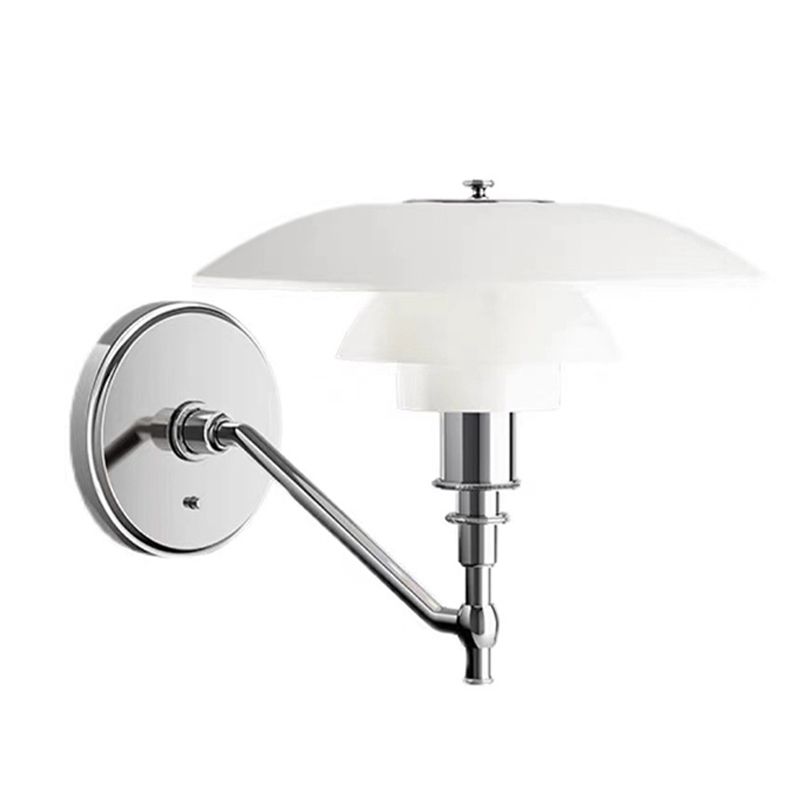 Modern Metal Wall Lamp 1-Light Wall Mount Lamp with Glass Shade for Bedroom