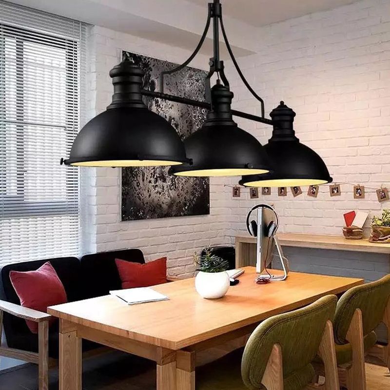 Industrial 3 Lights Island Light Metallic Pendant Lighting Fixture for Dining Room