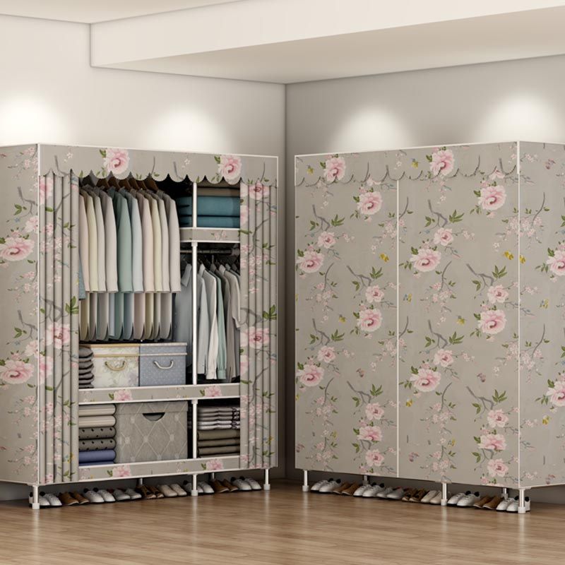 Modern Style Wardrobe Metal Bedroom Wardrobe Closet with Shelves