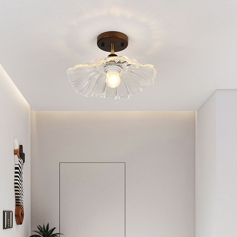 Nordic Style Ceiling Light Lotus Leaf Shape Ceiling Lamp with Glass Shade for Bedroom