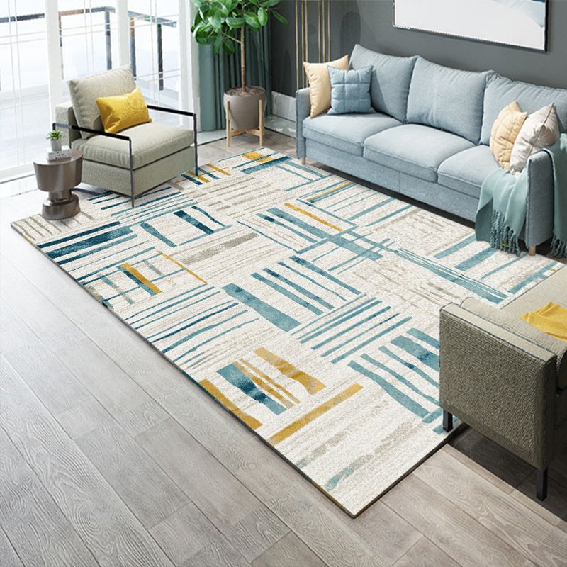 Trendy Living Room Rug Multi Colored Geometric Printed Area Rug Polypropylene Non-Slip Stain-Resistant Rug