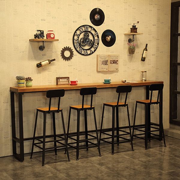 Contemporary Pub Table Solid Wood Rectangle Bar Table for Small Places
