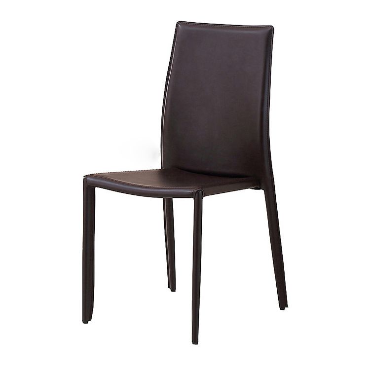 Sillas de comedor apilables de estilo minimalista, sillas de cuero con respaldo sólido para el hogar (juego de 2)