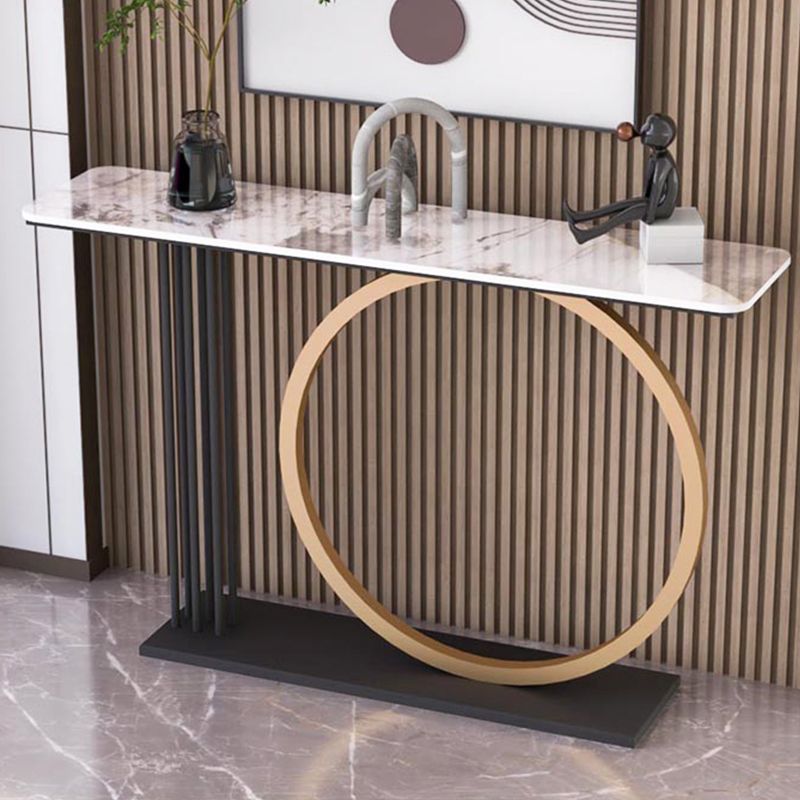 Glam Rectangle Console Sofa Table with Iron Bracket for Hall