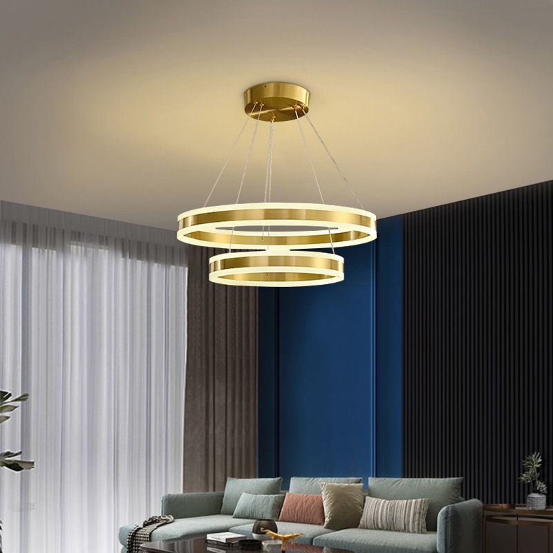 Circular Metal Hanging Ceiling Light Modern Style Suspension Pendant Lighting