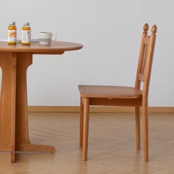 Round Wooden Dining Table Natural Home Kitchen Desk with Pedestal Base