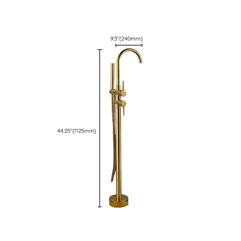 Modern Gold Bath Faucet Trim Floor Mounted High Arc Tub Faucet