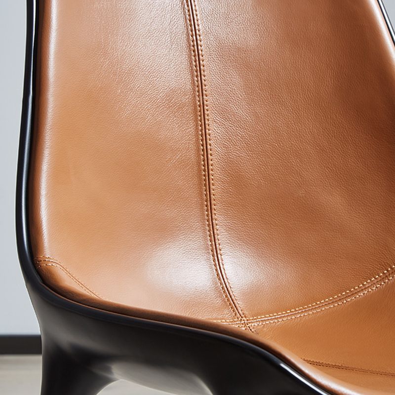 Contemporary Style Side Chair Metal Solid Back Dining Room Chair for Brasserie