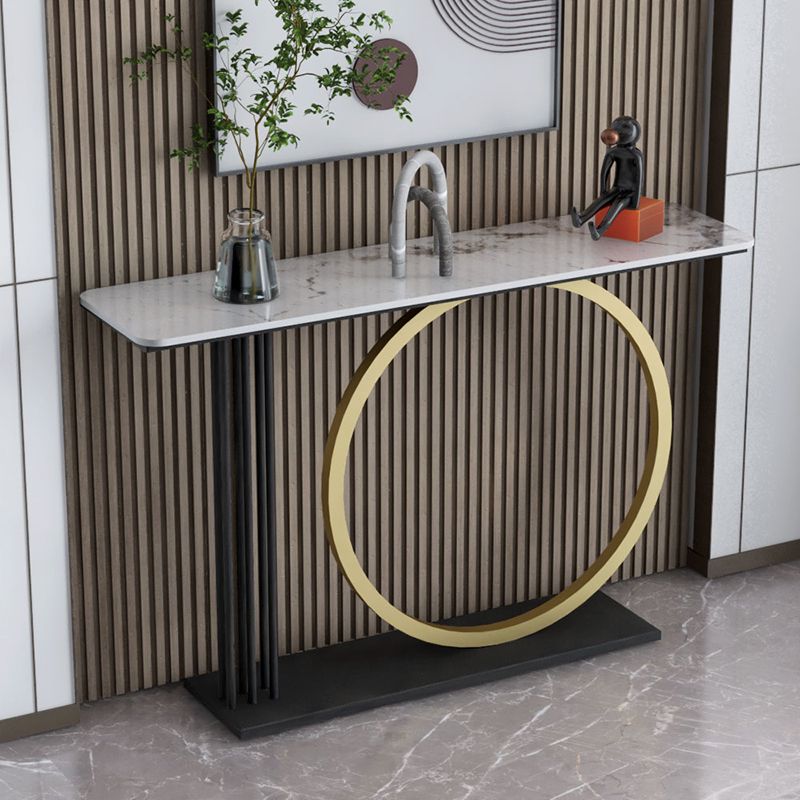 Glam Rectangle Console Sofa Table with Iron Bracket for Hall