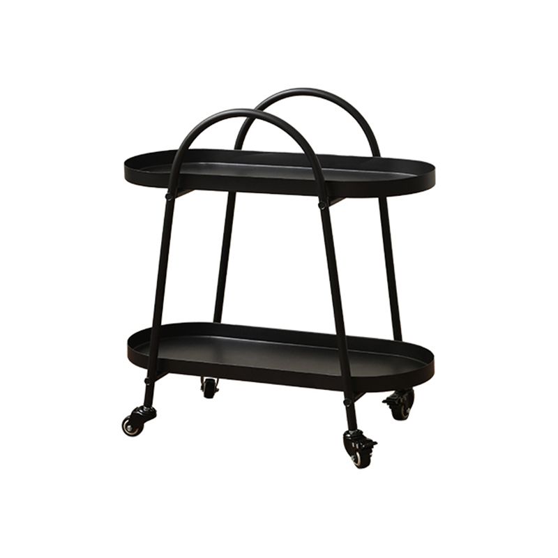 Contemporary Tray Top Double Tier End Table Oval End Slide Table with Storage