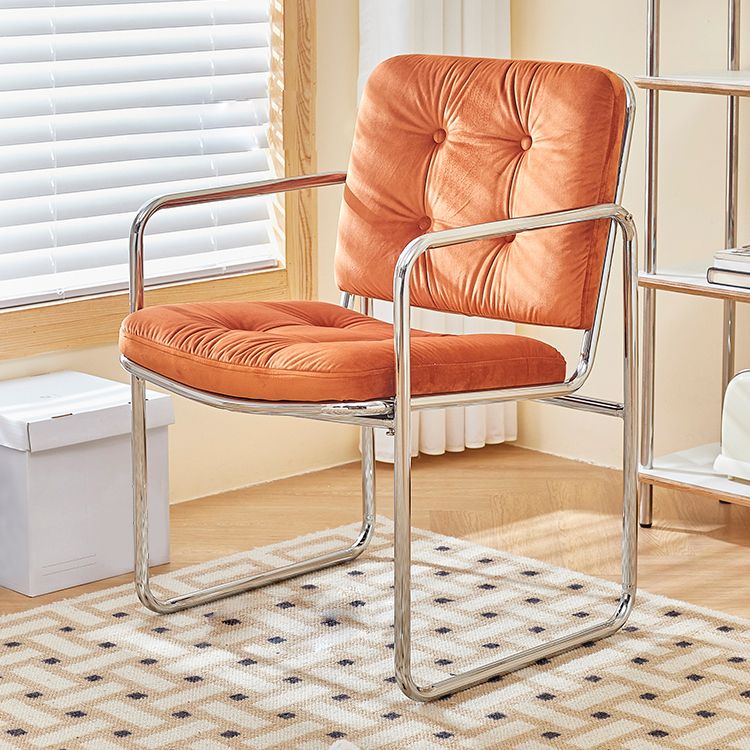 Minimalist Style Upholstered Arm Dining Chairs Solid Back Dining Side Chairs