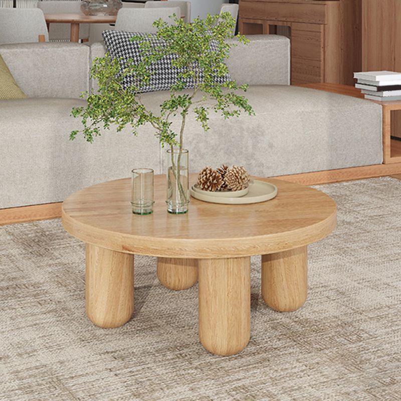 Dia 23.6"/27.6"/31.5" Wooden Cocktail Table, Scandinavian 4 Legs Round Coffee Table