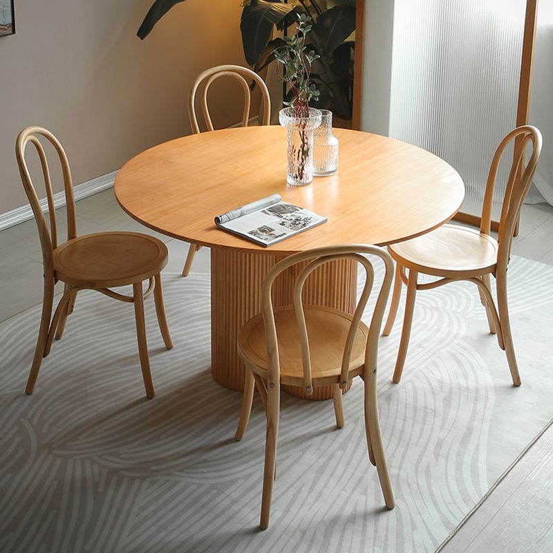 Eigentijdse ronde eettafel dennen vaste houten tafel met voetstukbasis voor thuiskeukendiner
