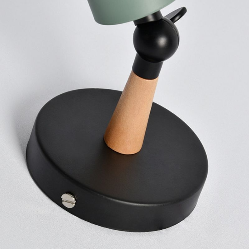 Modern Nordic Single Wall Lamp Wooden Dome Macaron Wall Light with Wrought Iron Shade