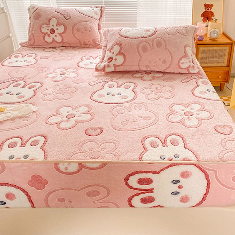Flannel Standard Bed Sheet Set Printed Super Soft Fitted Sheet