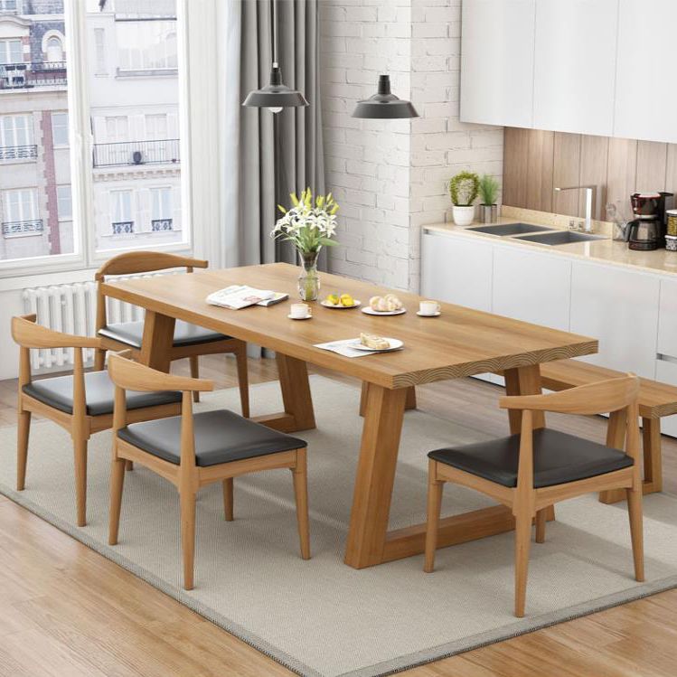 Modern Style 1/4/6 Pieces Dining Bench Set Solid Wood Dining Table and Chairs