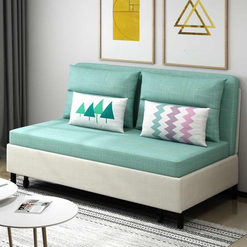 31.88" Wide Linen Sleeper Sofa Green Sofa Bed with Pillow Back