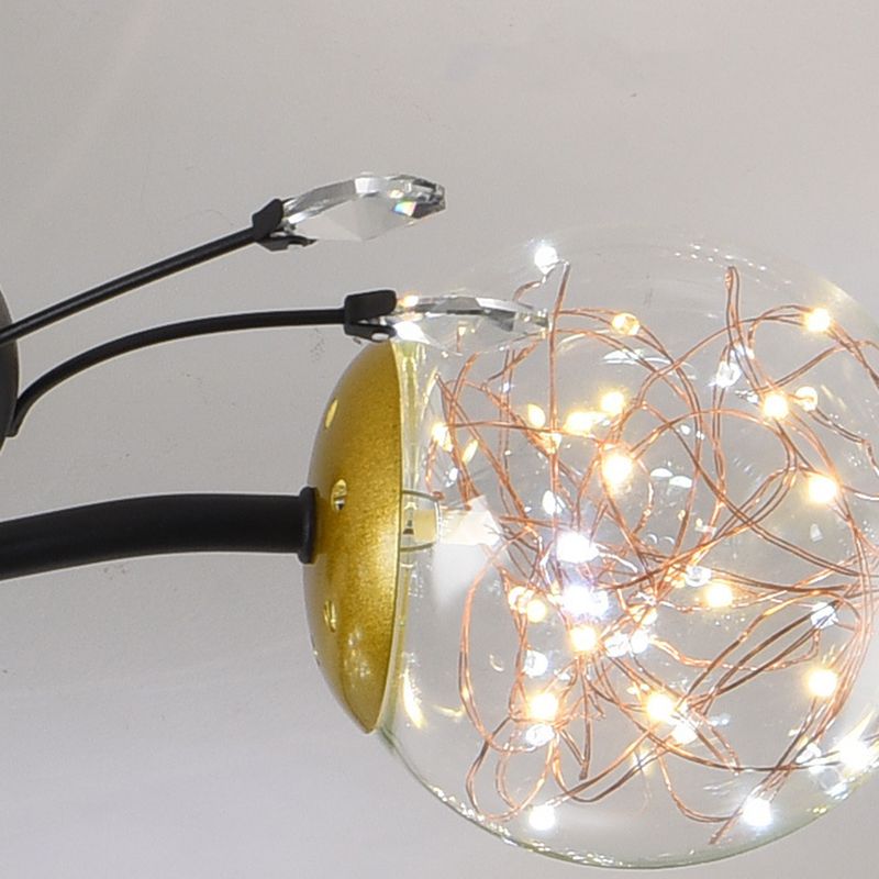 Forma de bola de vidrio al ras del techo de techo moderno múltiples luces de montaje al ras en negro