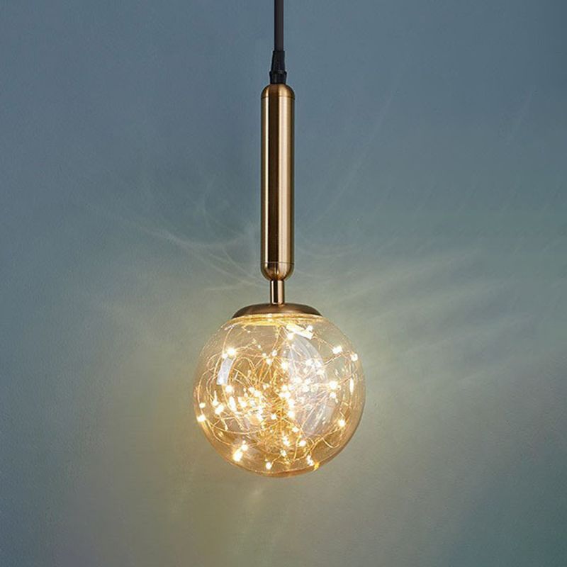 Pendante à LED créative moderne LEMPRE LETURE THRURGED FER LUMIRE À LA CHARGE EN VERRE CARRE