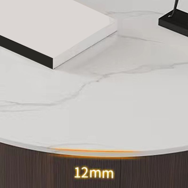 11"H Contemporary Coffee Table Round Coffee Cocktail Table with Drawer