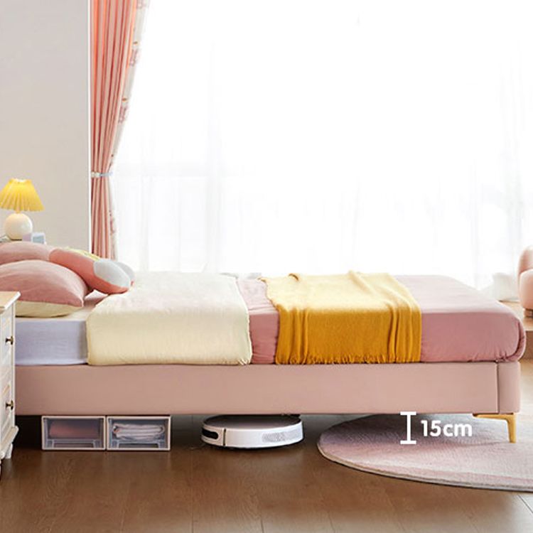 Glam Upholstered Princess Bed in White and Pink with Mattress