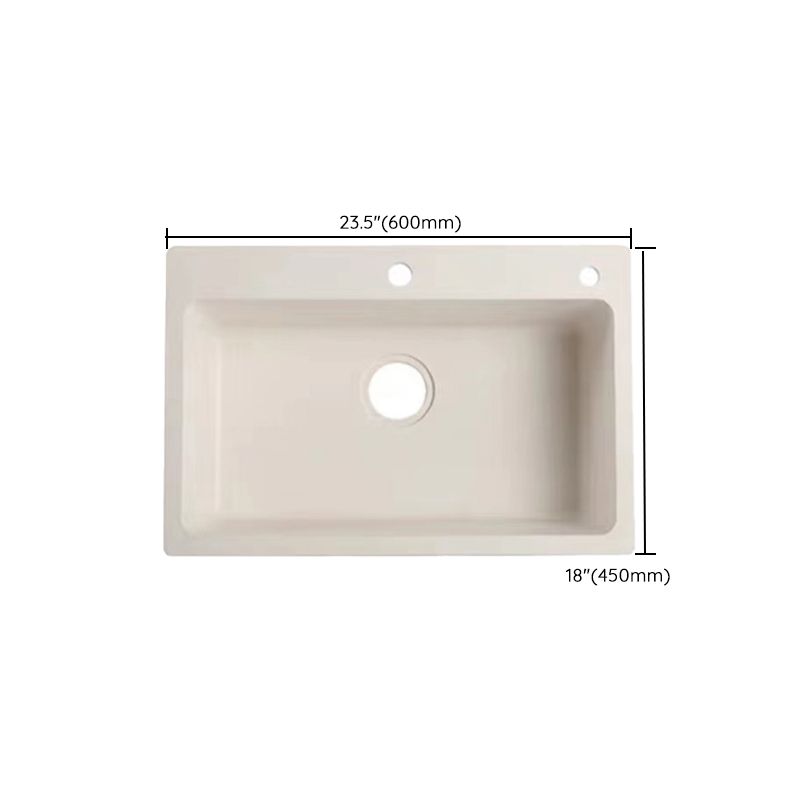 Modern Style Kitchen Sink Overflow Hole Design Drop-In Quartz Kitchen Sink in Beige