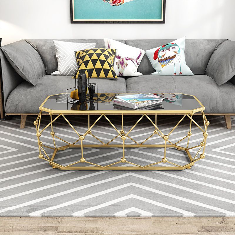 Modern Frame Coffee Cocktail Table Rectangular Glass Top Coffee Table
