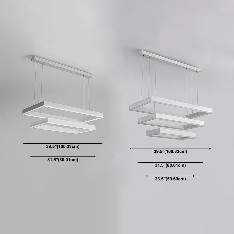 Moderne kroonluchters voor eetkamer Meerdere vierkanten Opgebroken verlichtingsarmaturen voor woonkamer