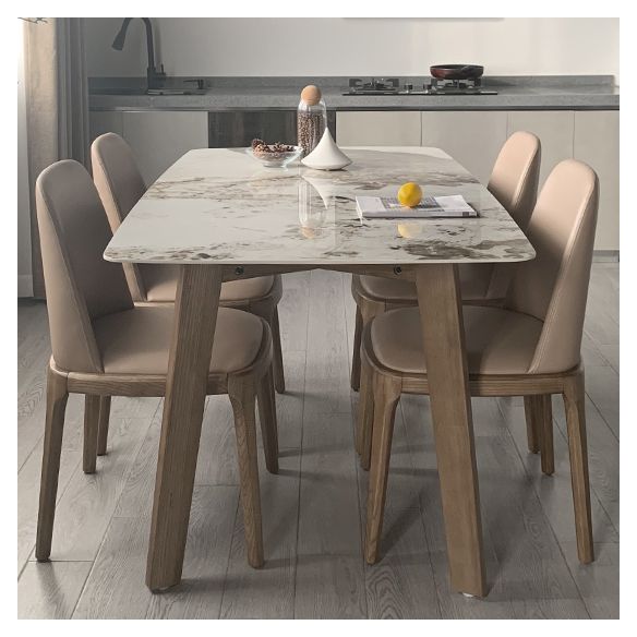 Rectangle 4 Legs Minimalist Table Three-Color Fixed Table of Sintered Stone