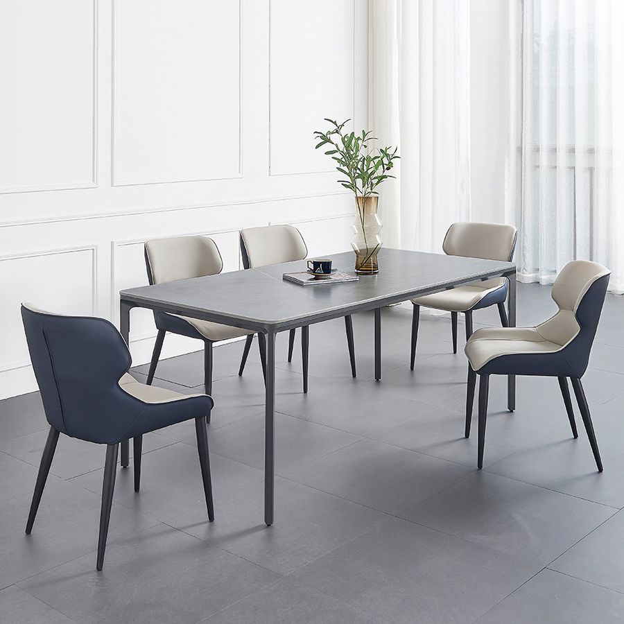 Rectangle Dining Table Sintered Stone Table Industrial Style with 4 Legs