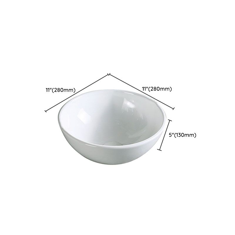 Modern Vessel Bathroom Sink Porcelain with Pop-Up Drain Vessel Sink without Faucet