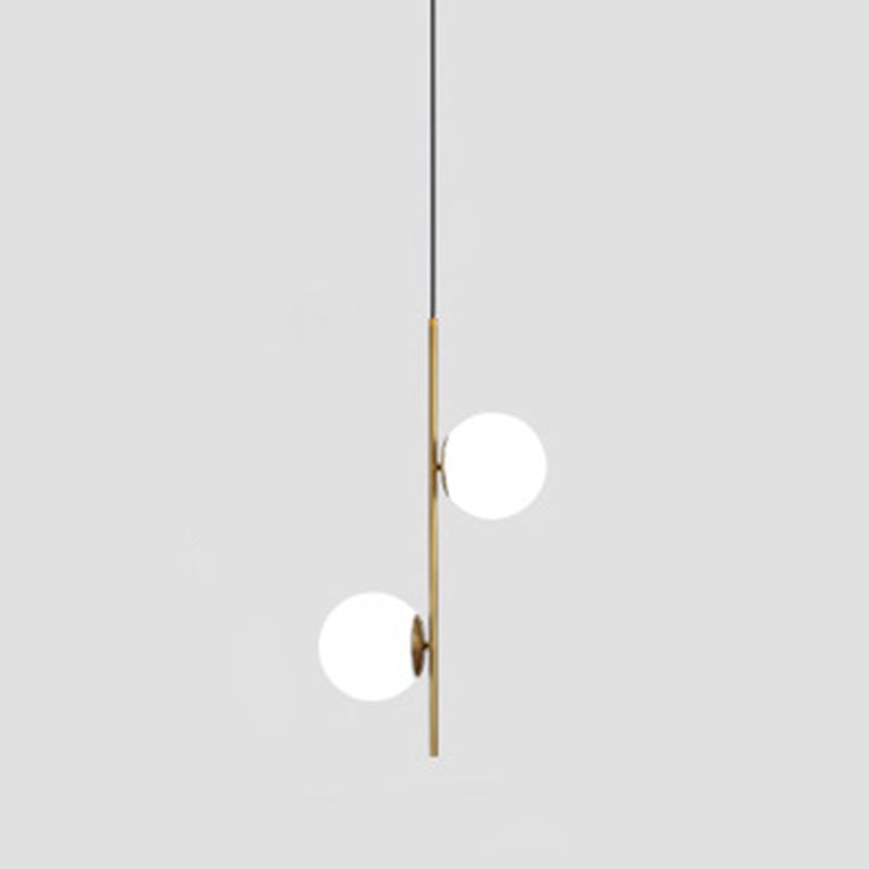 Modern Minimalist Linear Chandelier Light Fixture Spherical Frosted Glass Ceiling Chandelier in Gold