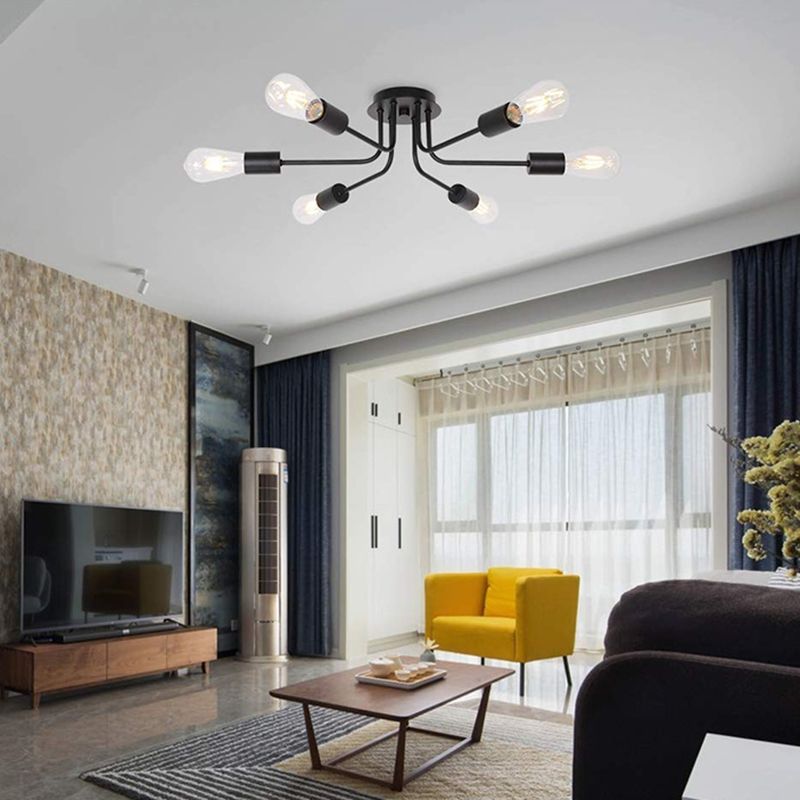 Metal Sputnik Shape Flush Mount Light Modern Multi Lights Flush Mounted Light Fixture