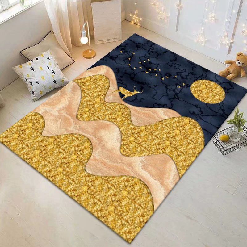 Black Modern Rug Polyester Butterfly Rug Stain Resistant Rug for Drawing Room