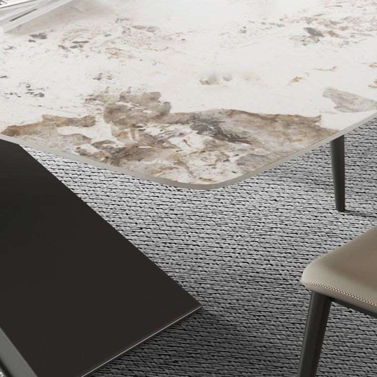 Modern Sintered Stone Top Dining Set Rectangle 1/4/5/6/7 Pieces Dinette Table Set