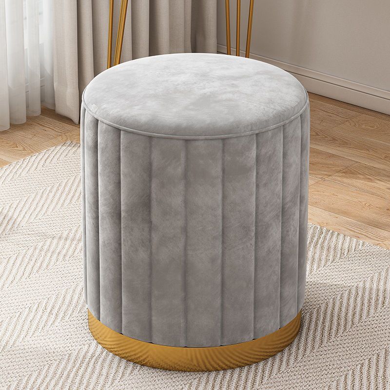 Velvet Ottoman Whole Colored Cylinder Shape Contemporary Scratch Resistant Pouf