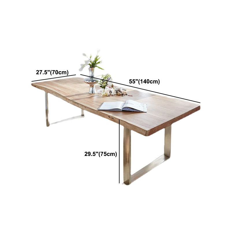 Rectangle Wood Color Dining Table Solid Wood Table Luxury with Sled Base