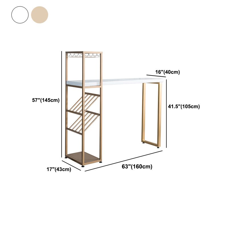 Bar Height Pub Table Glam Rectangle Solid Wood Bar Table with Storage