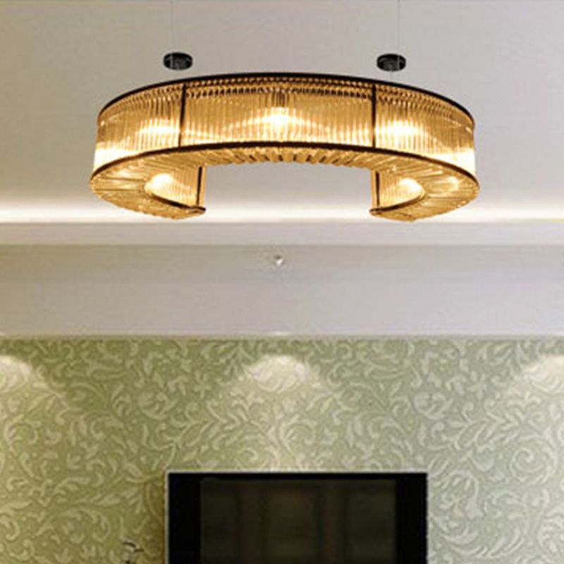 6 bulbos Bloque de cristal Candelier colgante de oro Vintage Room en forma de C Dicicio de iluminación