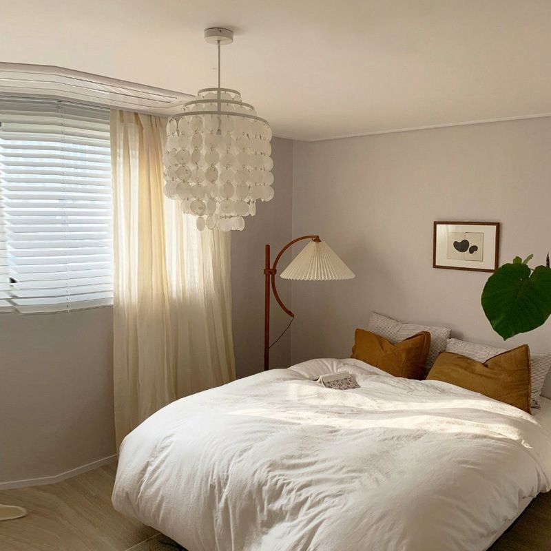 3-Tiers Shells Deco Hanging Light Contemporary Style Single Light Suspension Lamp for Dining Room