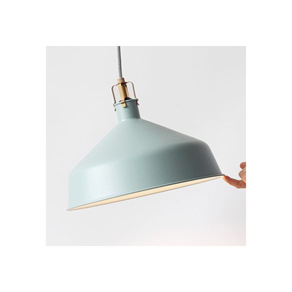 8,5 "/13" W gewölbte Metallanhänger Beleuchtung Industrial Style 1 Light Ess Room Hanging Lamp mit verstellbarer Kabel in Grau/Rosa