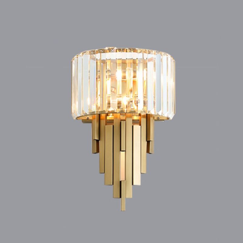 Geometric Shape Crystal Wall Lighting Modern Style 2-Lights Wall Mounted Light in Gold