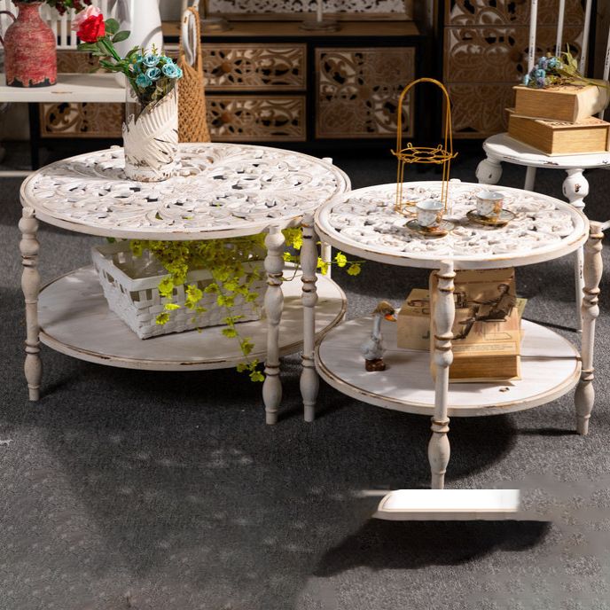 19"H French Country Side Table Metal Round Accent Side Table