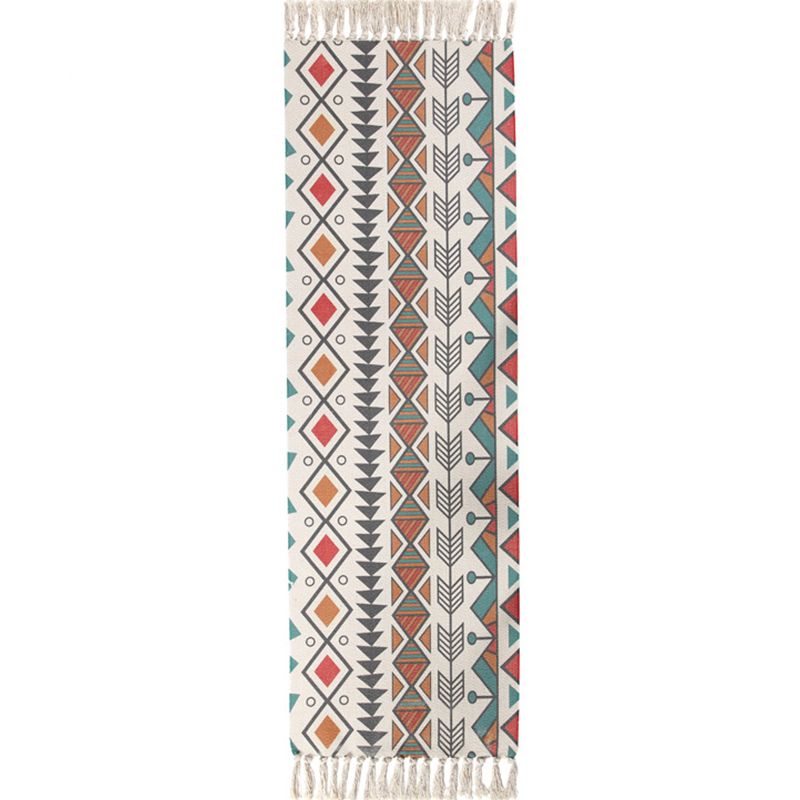 Multi Color Funky Rug Cotton Geometric Shapes Rug Pet Friendly Machine Washable Carpet for Bedroom