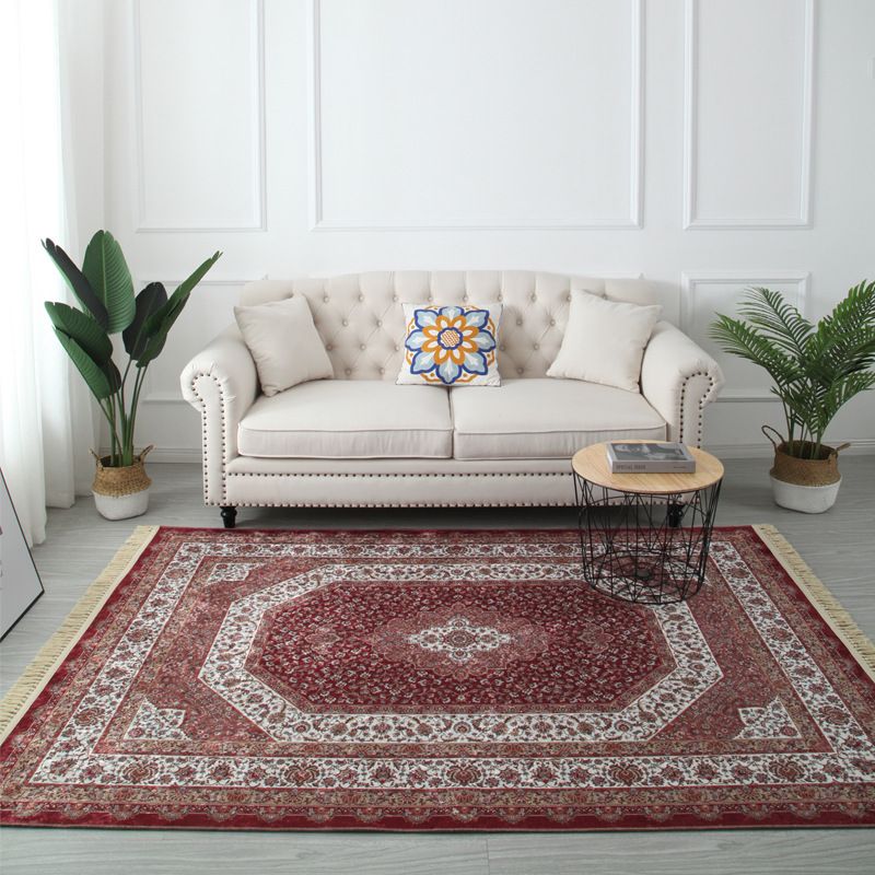Antike Medaillon Muster Teppich Polyester Fläche Rugfärbung resistenter Innenteppich für Wohnzimmer