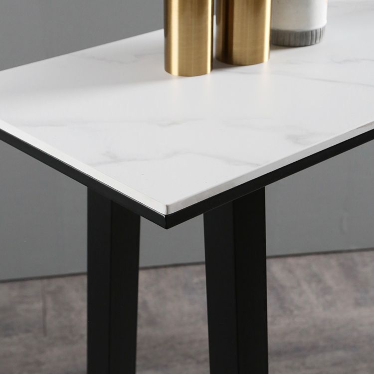 Industrial Rectangle Indoor Bar Dining Table White Stone Bistro Table Fixed Table
