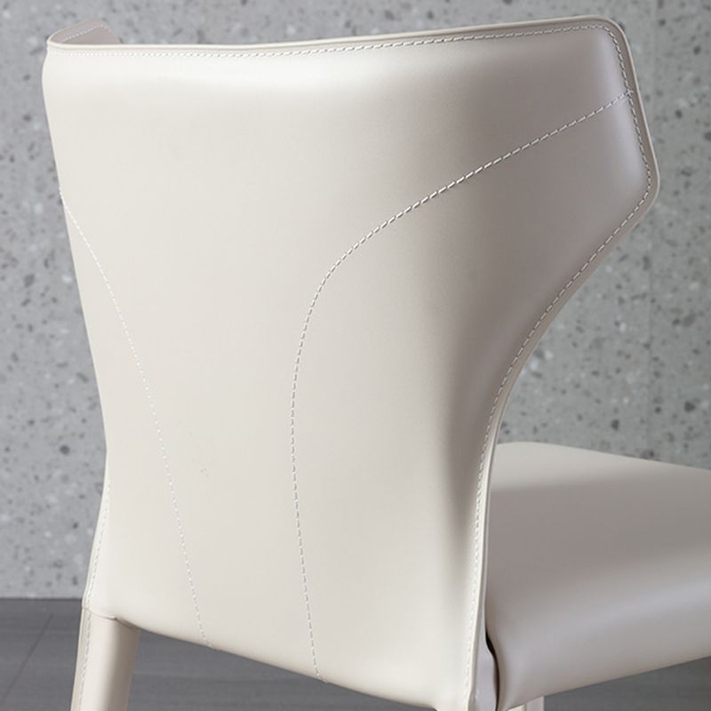 Contemporary Side Chair Solid Back Faux Leather Dining Room Chair for Indoor